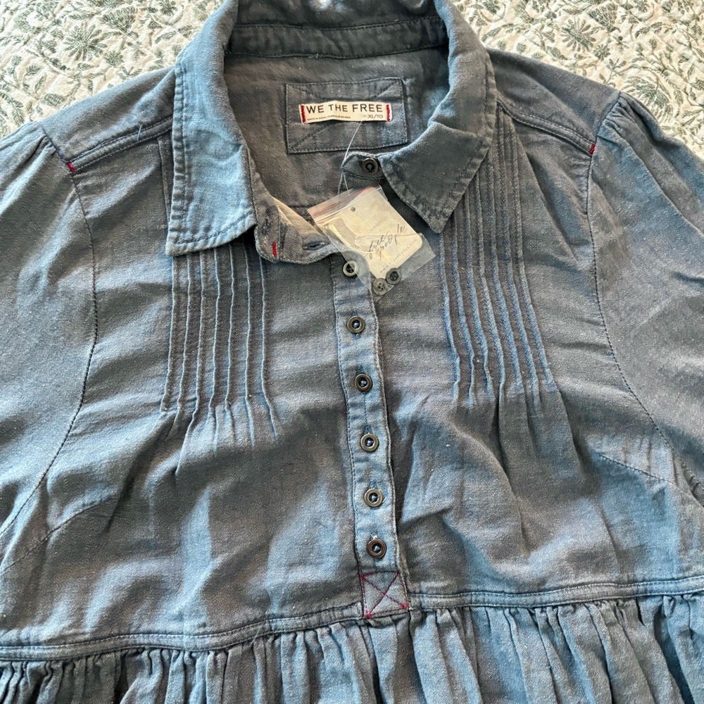 Free People Down East Denim Mini Dress - Picture 5 of 6
